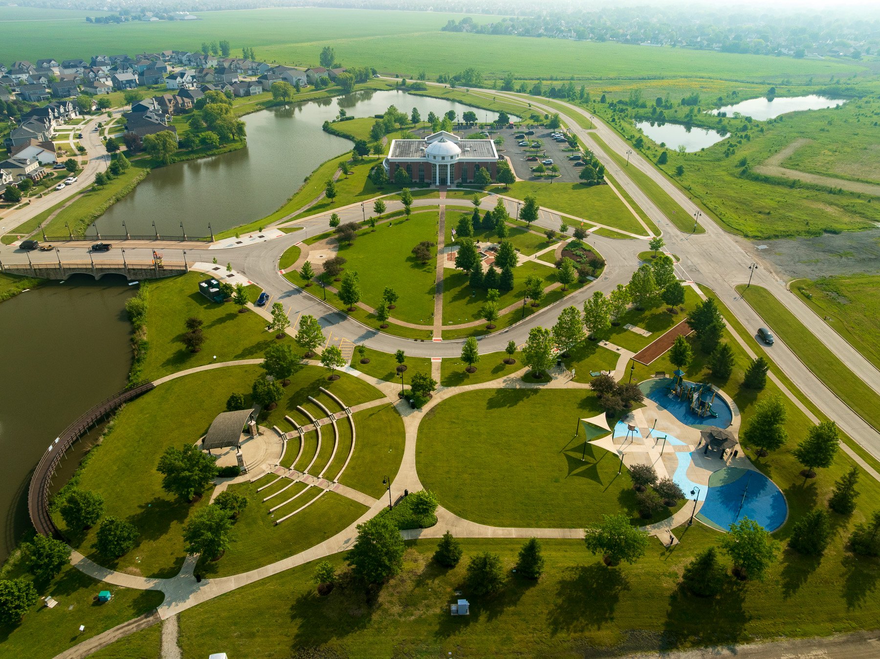 commercial maintenance park municipal amphitheater trees lawn nice aerial view 7