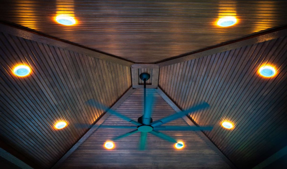ceiling fan and lighting inside pavilion 
