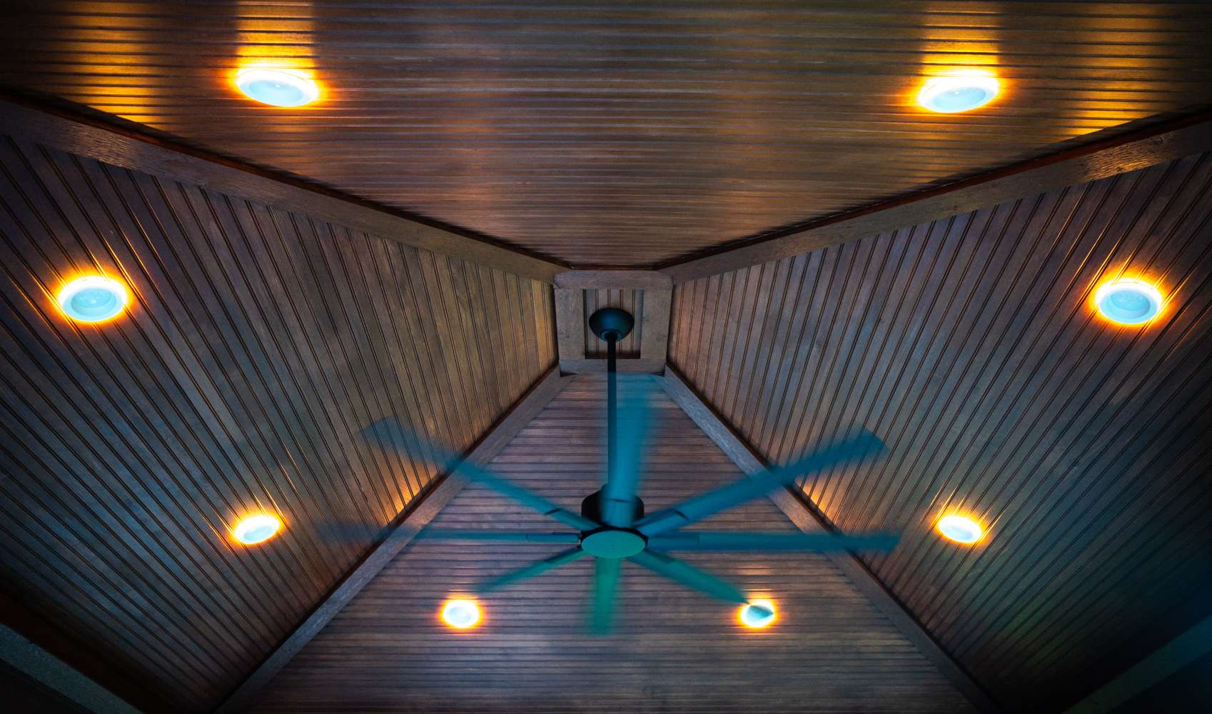 Pavilion ceiling lights and fan