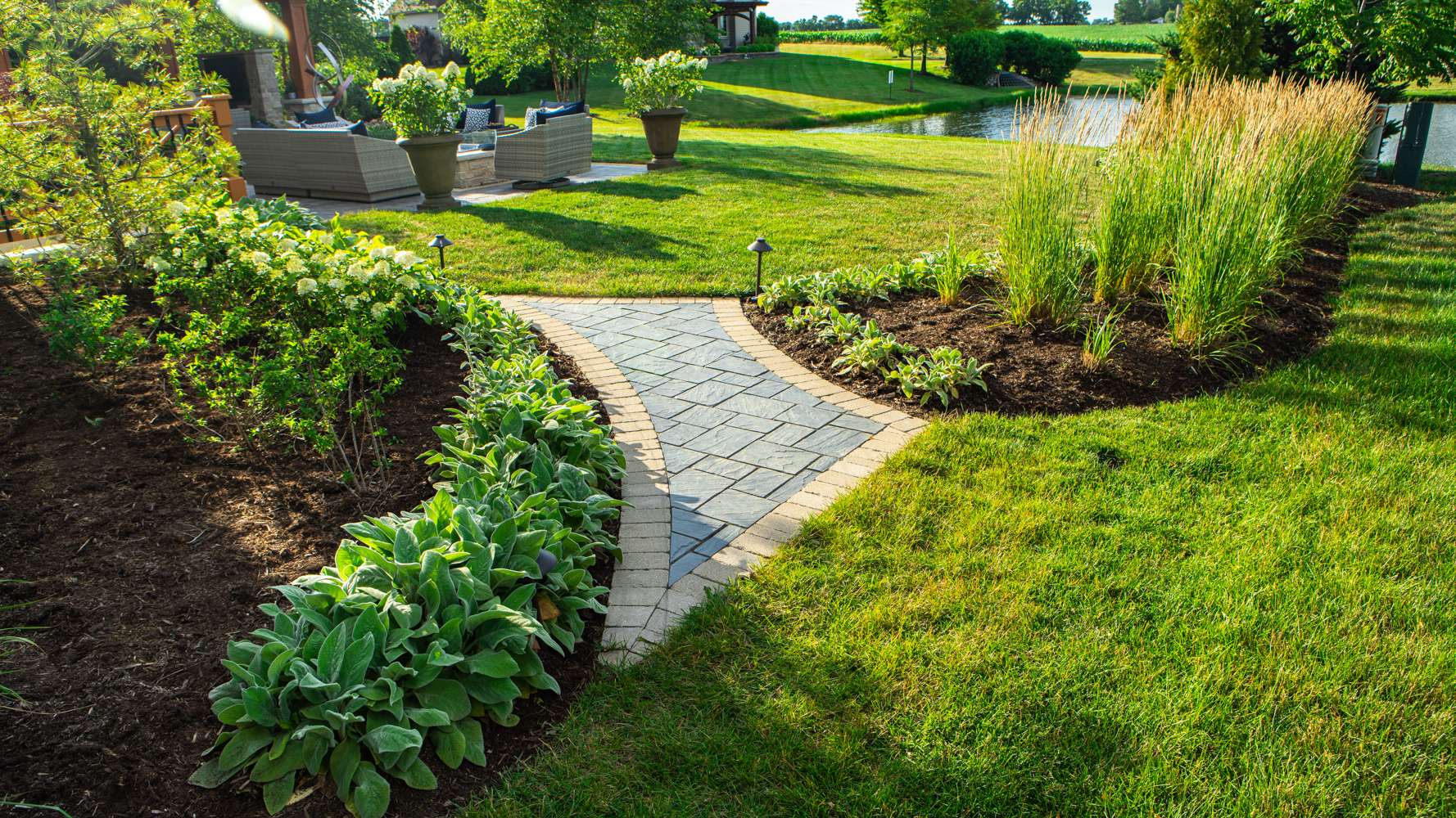 walkway surrounded by plantings