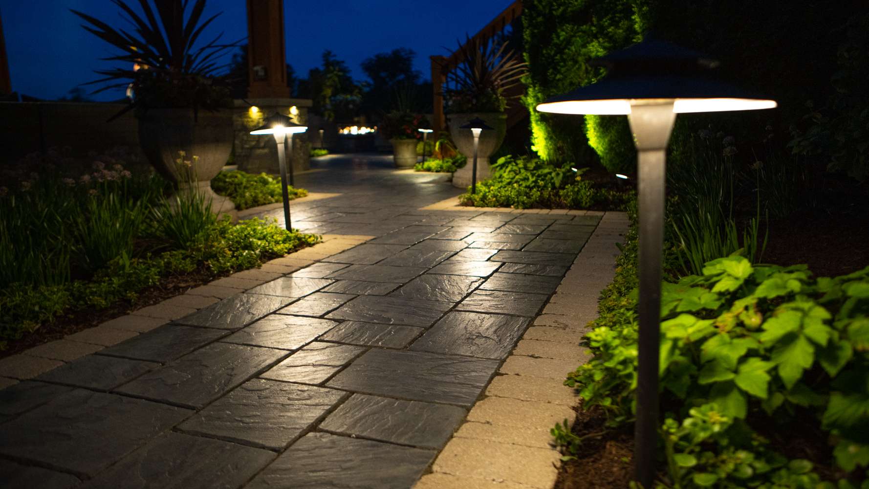 Staggered pathway lighting