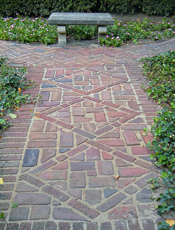 brick walkway in a chicago landscape