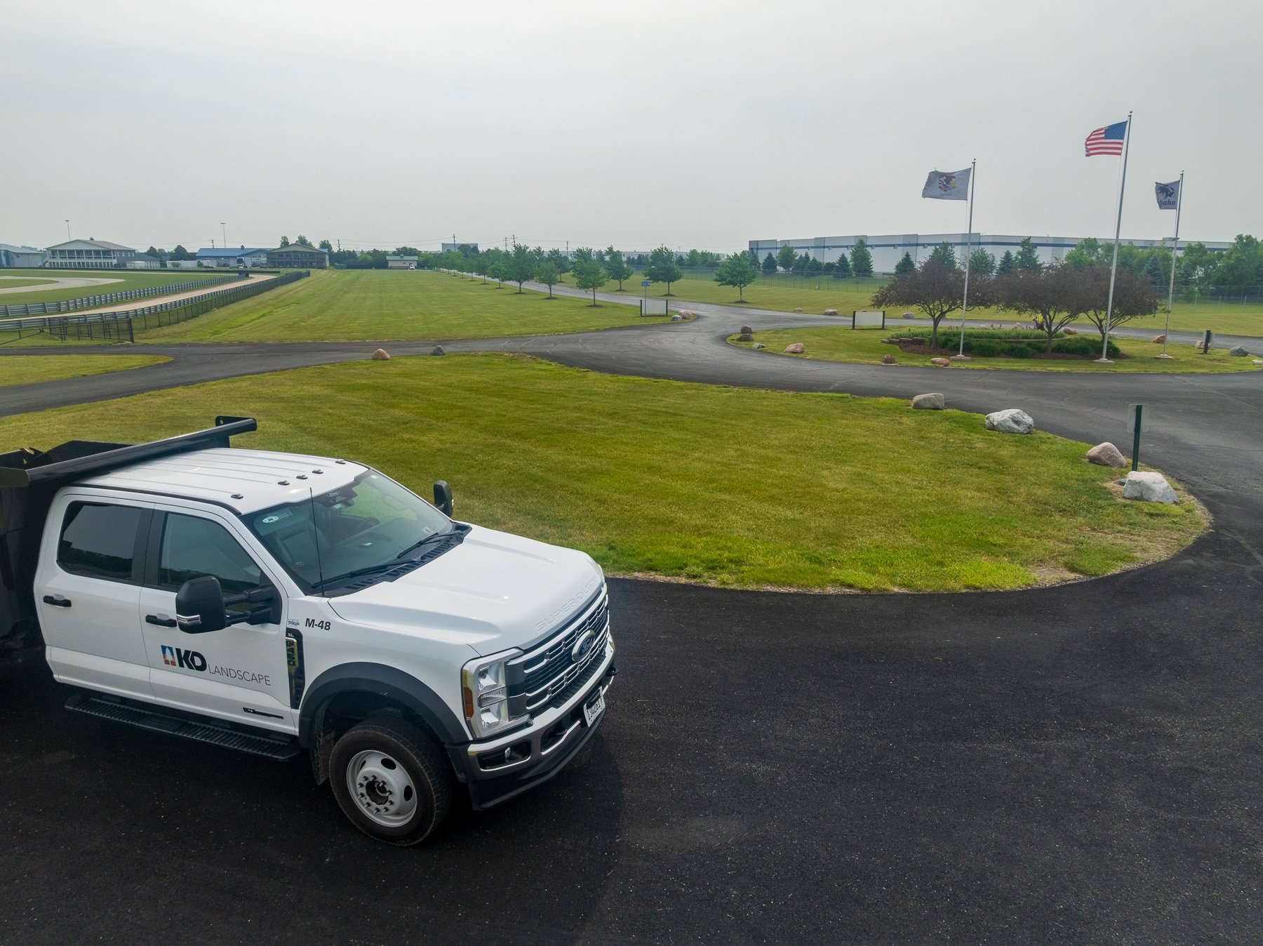 large commercial lawn spaces maintenance aerial 6
