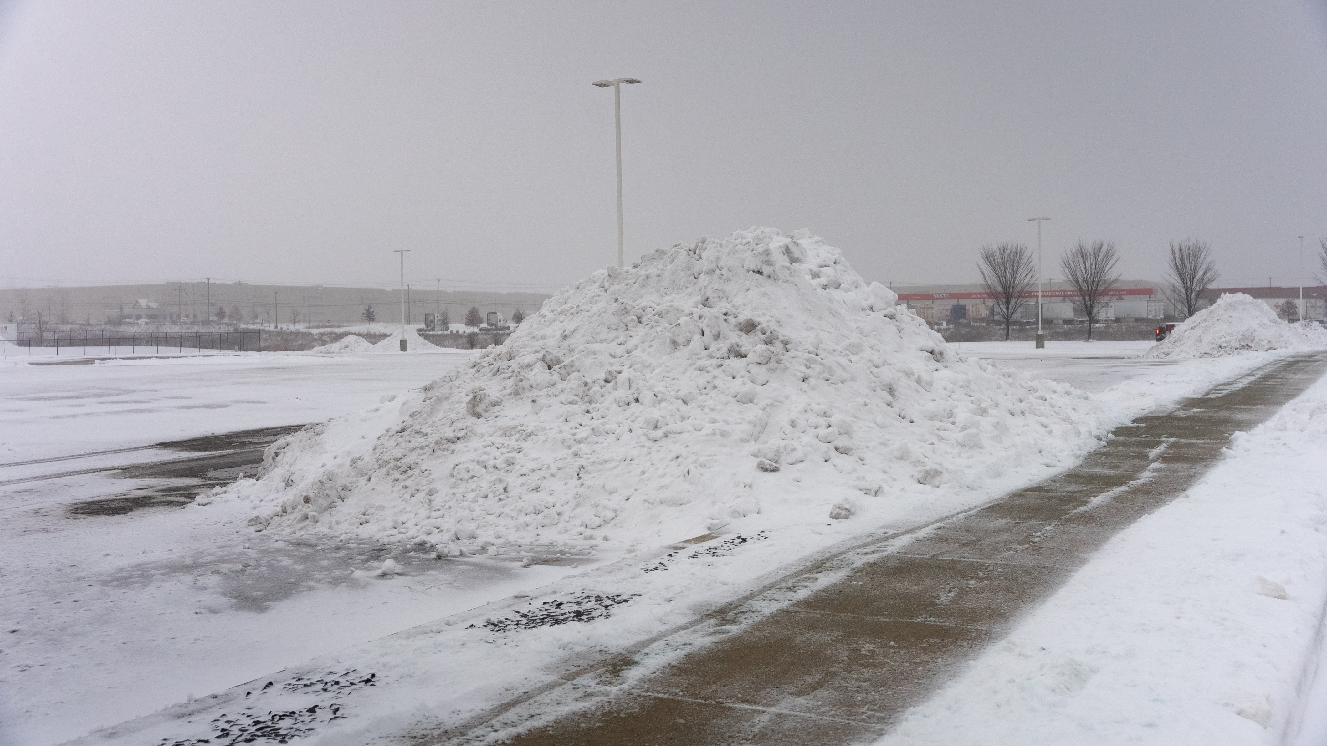 large snow pile snow removal