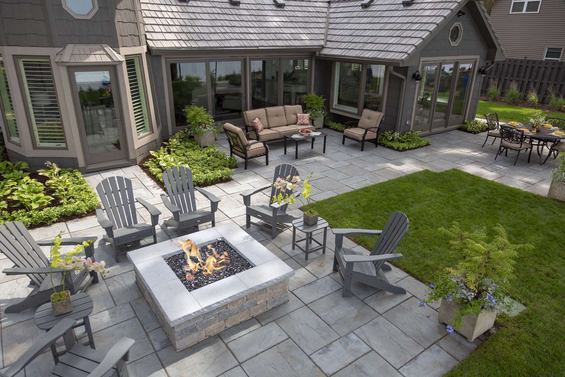 Fire pit and natural stone patio